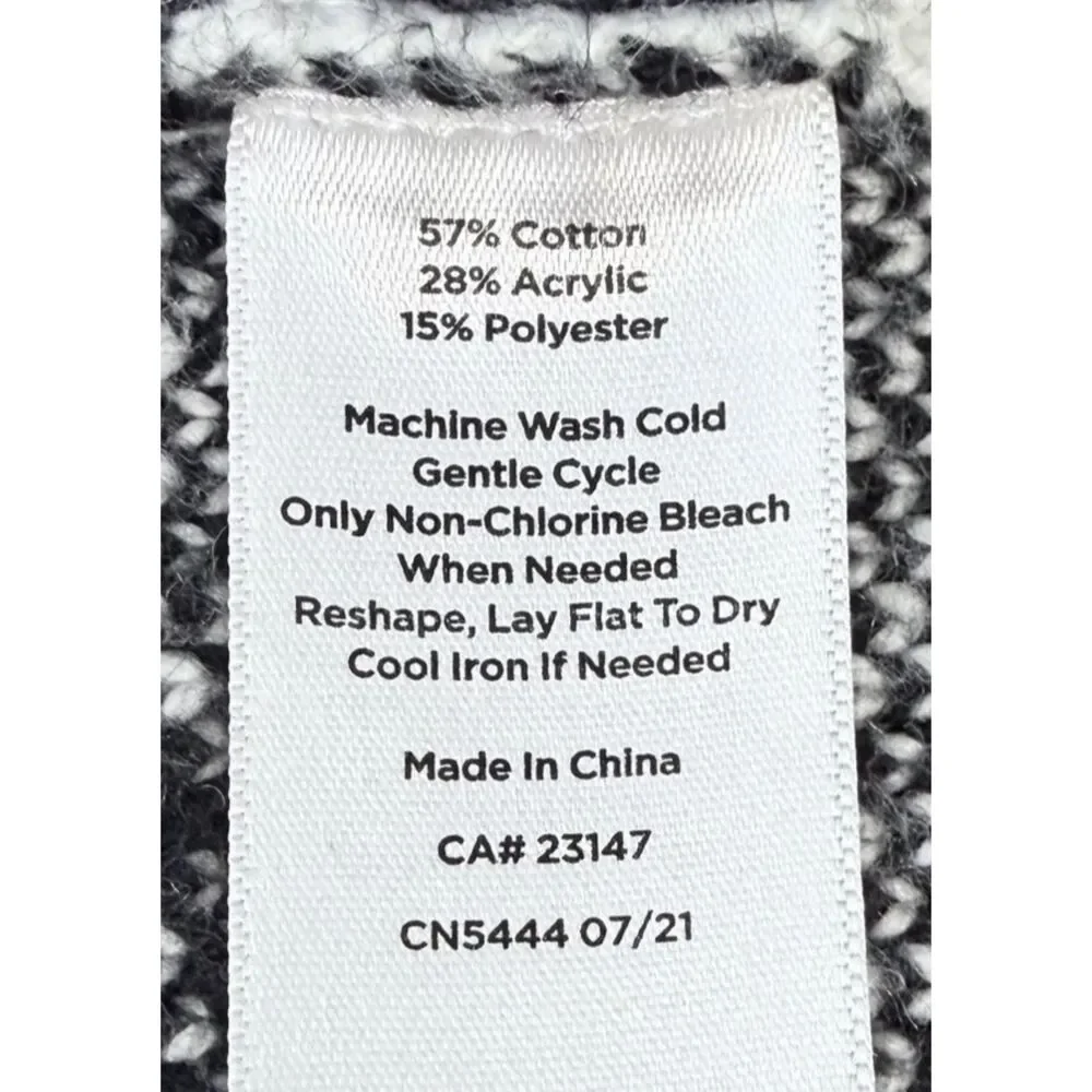 Talbots Black White Buffalo Plaid Open Cardigan Womens XL Knit Sweater w/Pockets